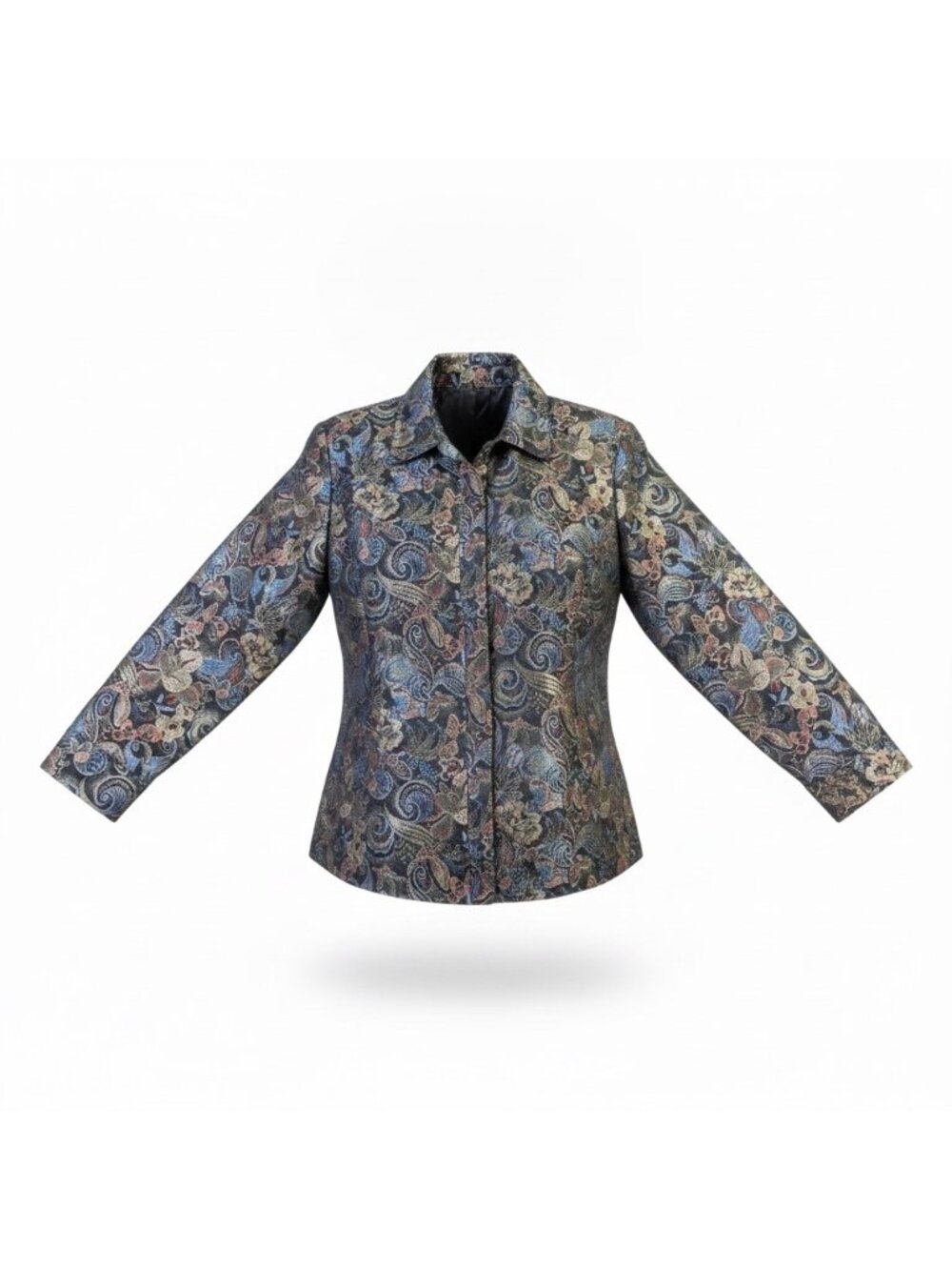 Drapers & Damons Womens Multicolor Paisley-Print Button-Up Blouse Size 1X